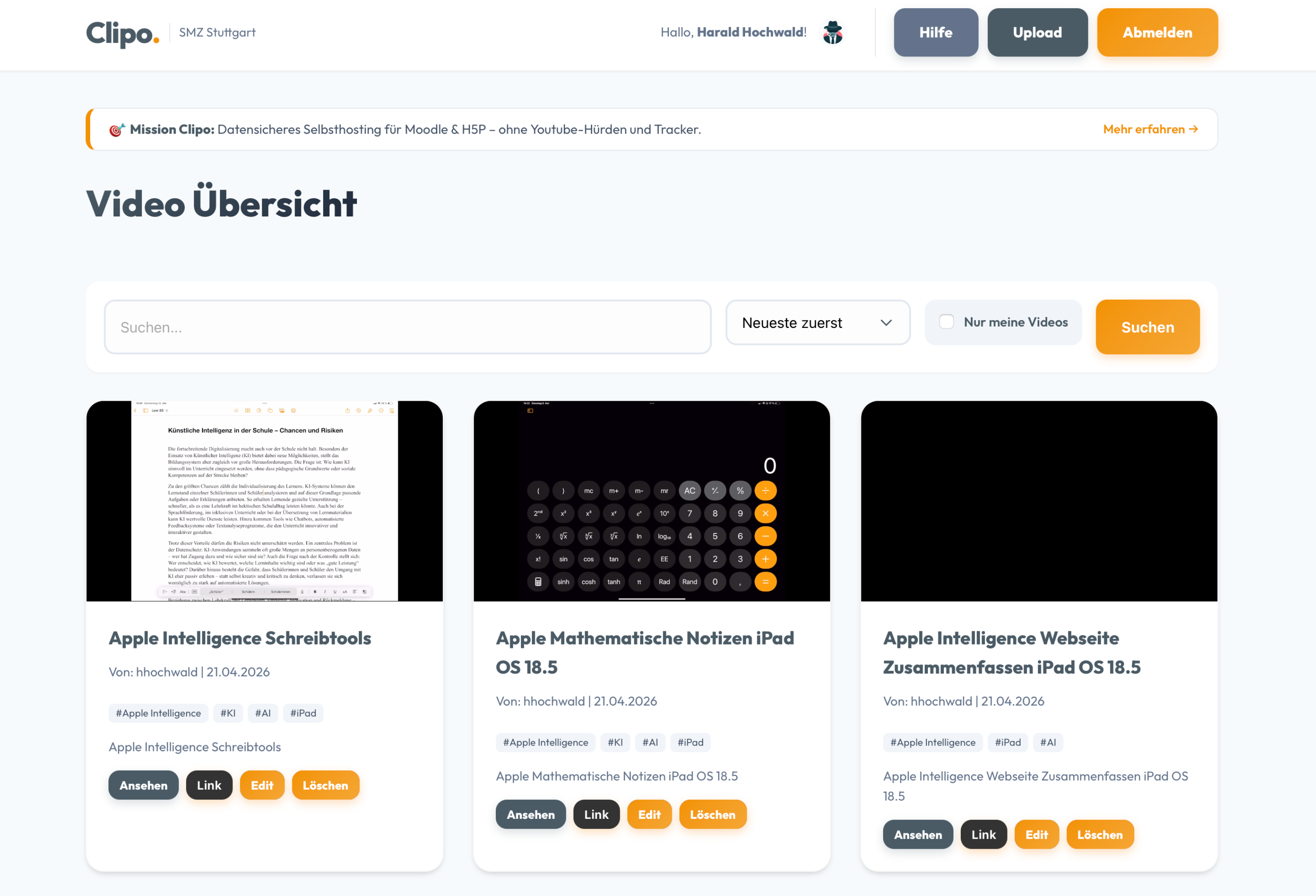 Clipo Video Übersicht