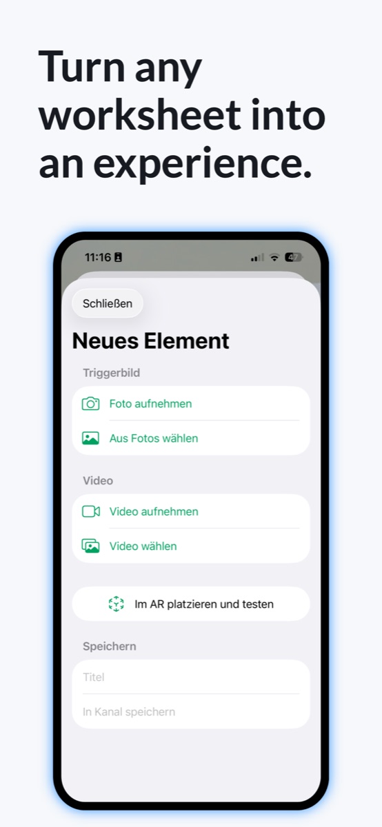 Ogmntd AR: Neues Element anlegen